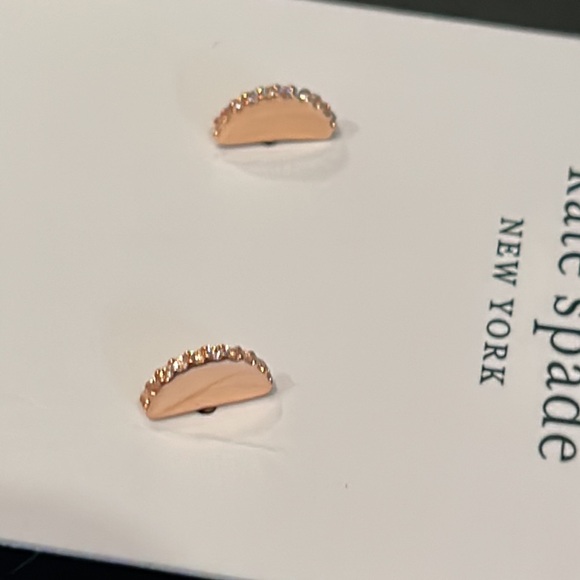 NWT Kate Spade slender scallops Rose Gold and diamond atud Crystal Earrings - Picture 7 of 9